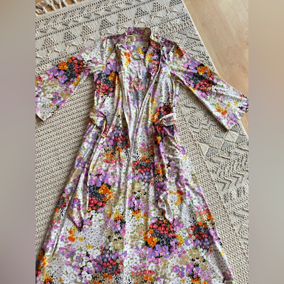Christian Dior Loungewear Vintage Floral Print Dressing House Coat / Dress Sz M - Picture 14 of 14